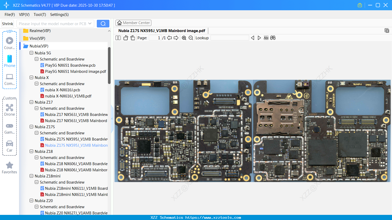 Nubia Z17S NX595J_V1MB Mainbord Image